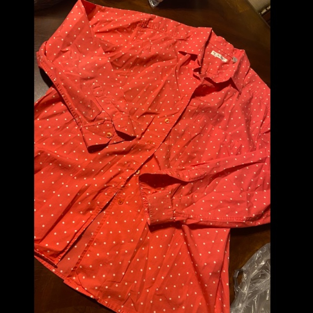 Talbots Red Polka Dot Button-Down Shirt